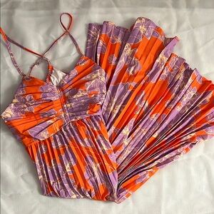 Vibrant Orange and Purple Floral Dress